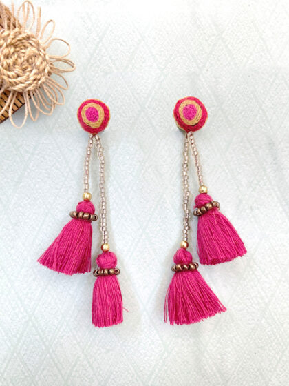 Quirky Pink TASSELS EARRINGS