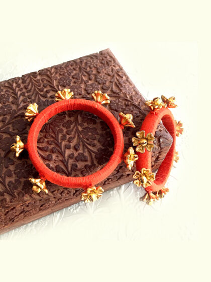 mogra flower thread work bangles