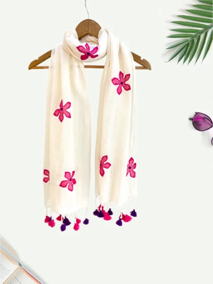 khadi cotton stole handloom applique