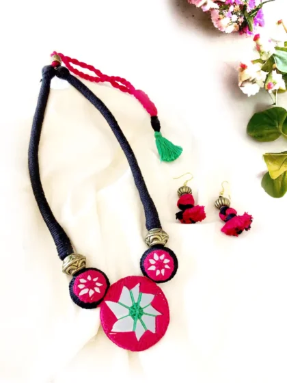 mirror work necklace set