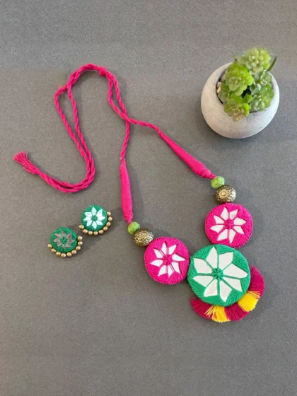 Mirror Work Tassel Necklace