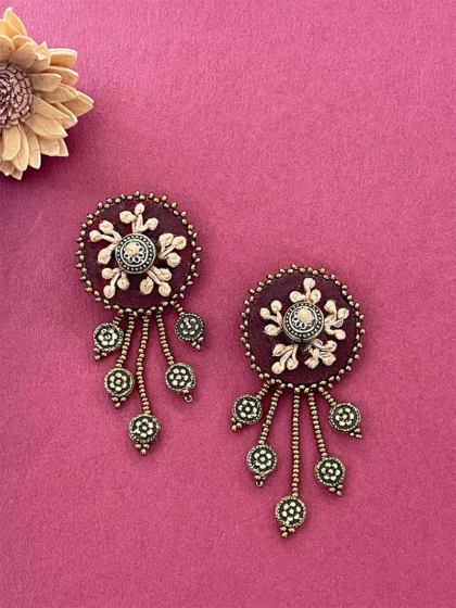 thread work earrings