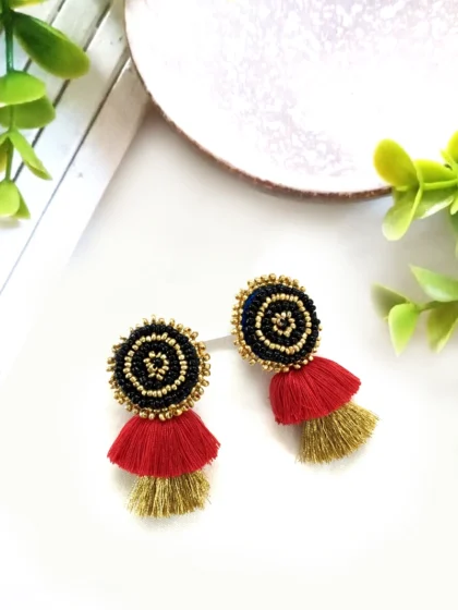 Handmade Beaded Tassel Earrings