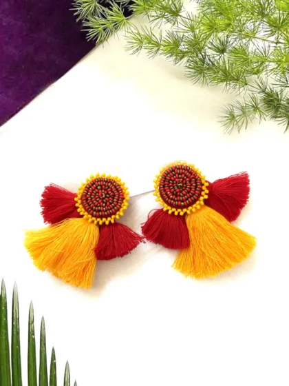 Handmade Beaded Tassel Earrings