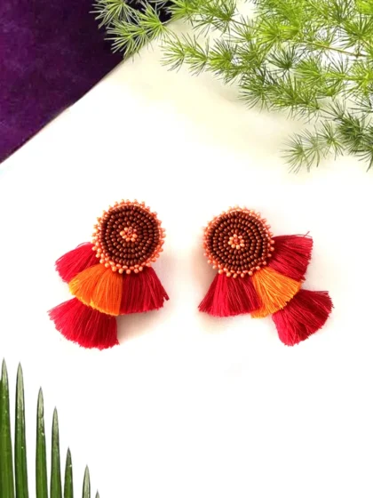 Handmade Beaded Tassel Earrings