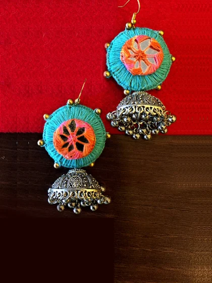 Mirror Work Jhumki Earrings